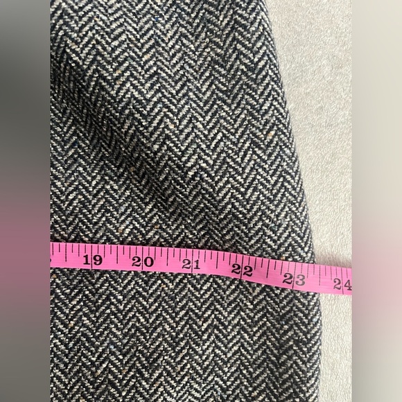 [14/16]Talbots Black White Tweed Wool Silk Blend Midi Pencil Skirt Back Slit - Picture 6 of 8